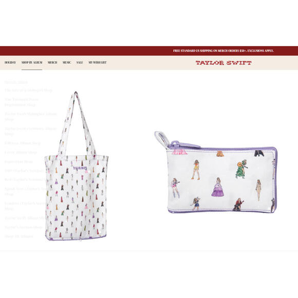 Taylor Swift Eras Tour Tote Bag in Zip Pouch NEW - Picture 1 of 5